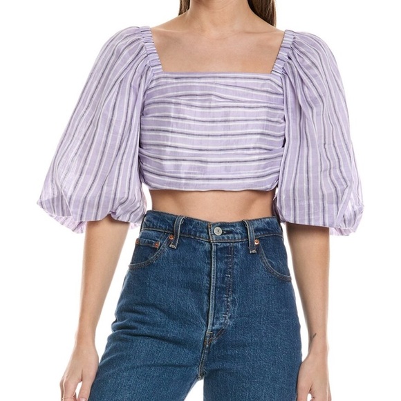 Sandro Linen Blend Crop Top EU 4/ 17in Pit to Pit - Picture 1 of 1